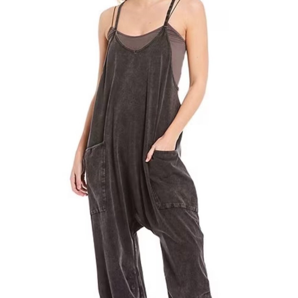 Free People Hot Shot Onsie  Medium  Washed Black